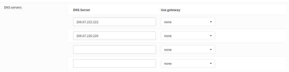 OPNSense configured with OpenDNS nameservers
