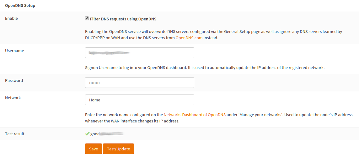 OPNSense OpenDNS test results